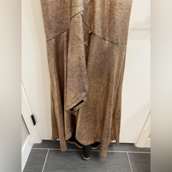 Hutch Vicky Metallic Maxi Dress - Gold Metallic High-Low V-Neck Dress, Size 10 - Picture 6 of 10